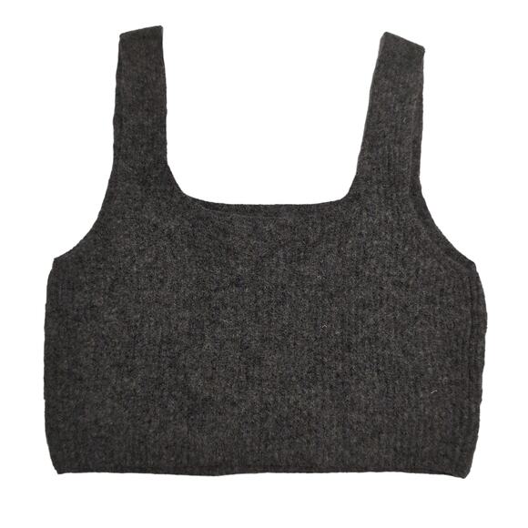 Everlane Cozy Stretch Tank Top Heathered Charcoal Grey Yak Hair Blend Size M New - Picture 4 of 10
